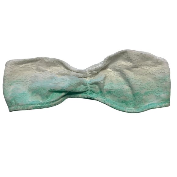 Victorias Secret Green Cream Lace Bandeau Strapless Bra Women Medium Gradient - Picture 1 of 6